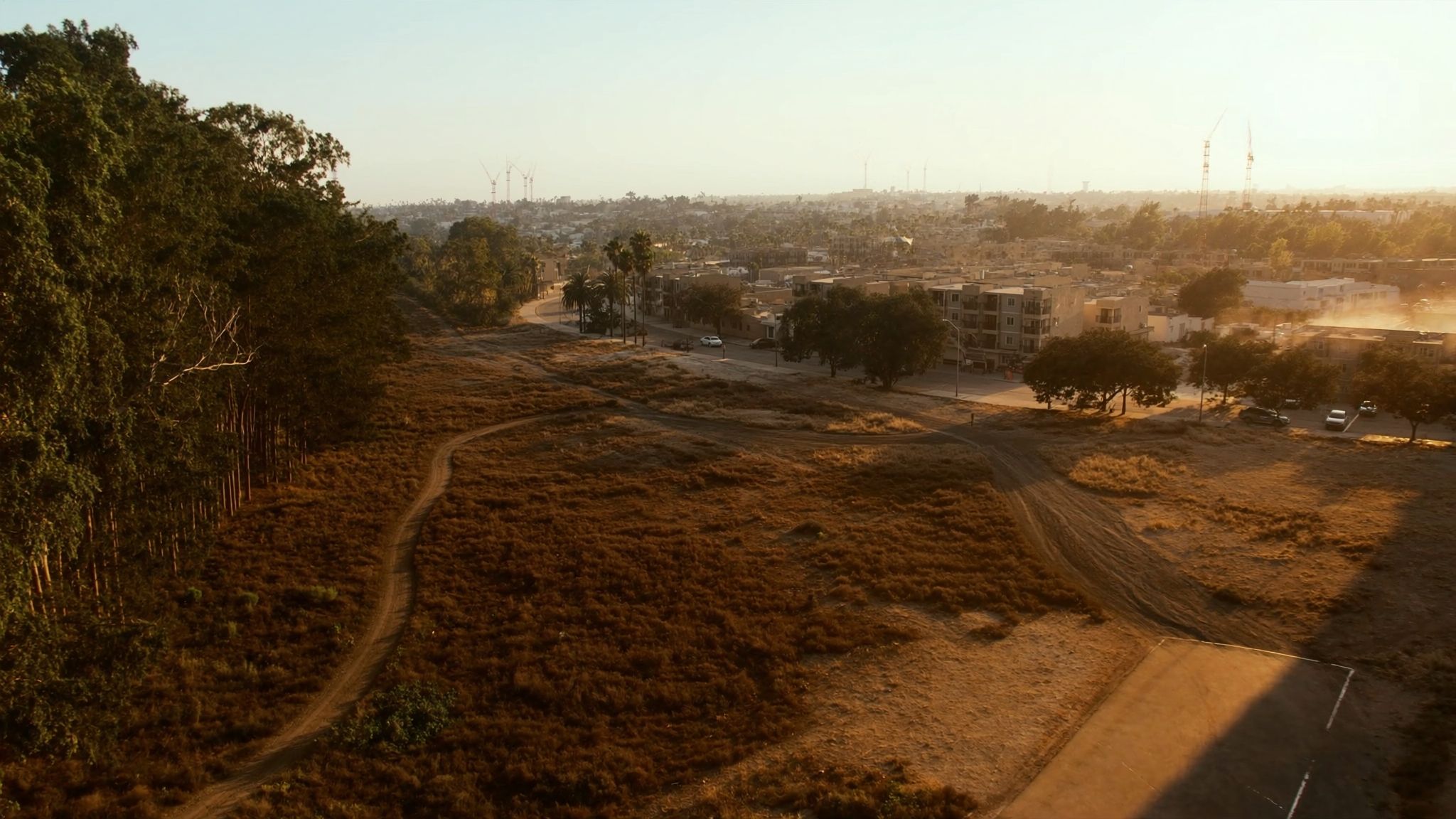 Aerial view of an undeveloped land parcel